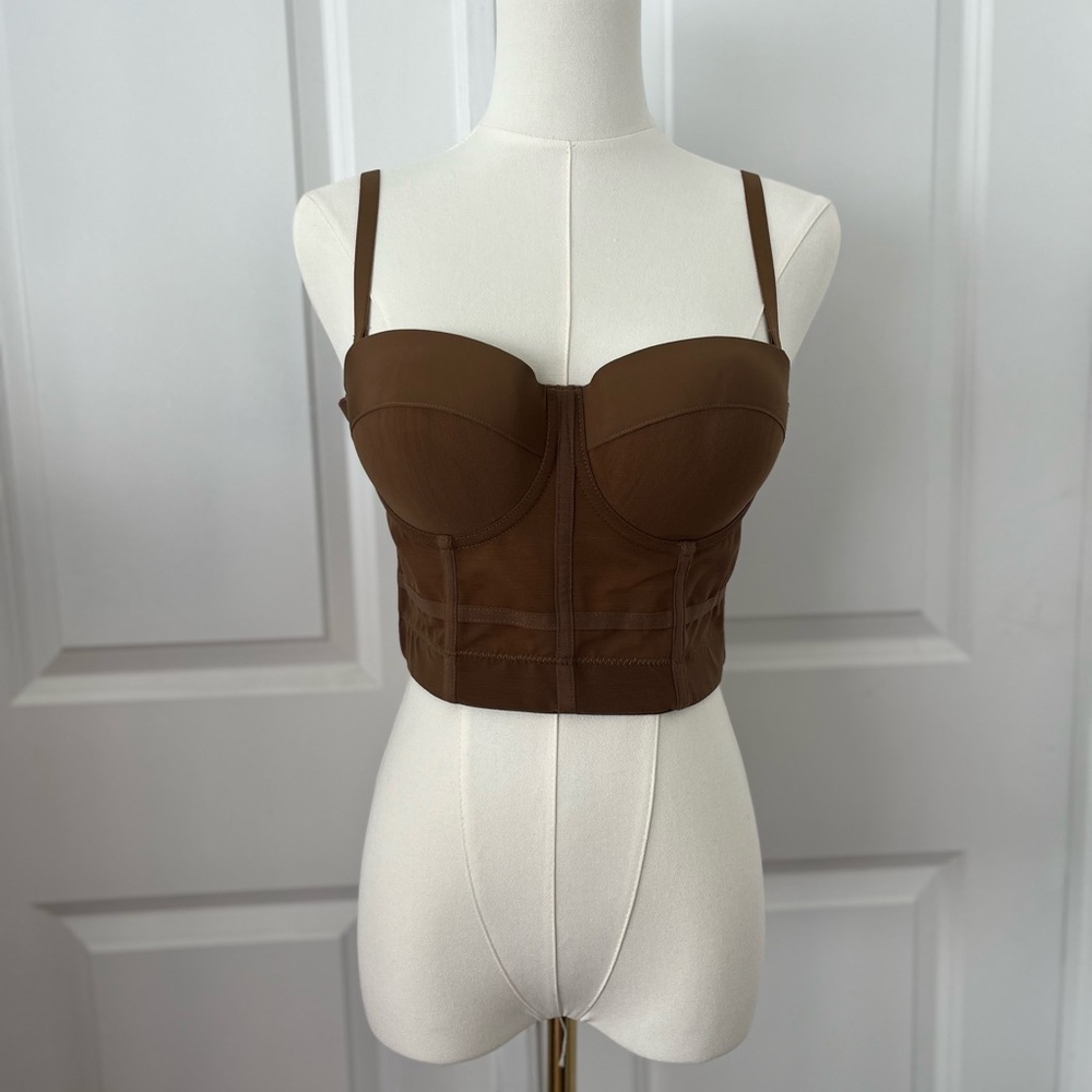 NEW WITH TAGS - MICAS Underwire Crop Bustier Top Corset Light brown multi size